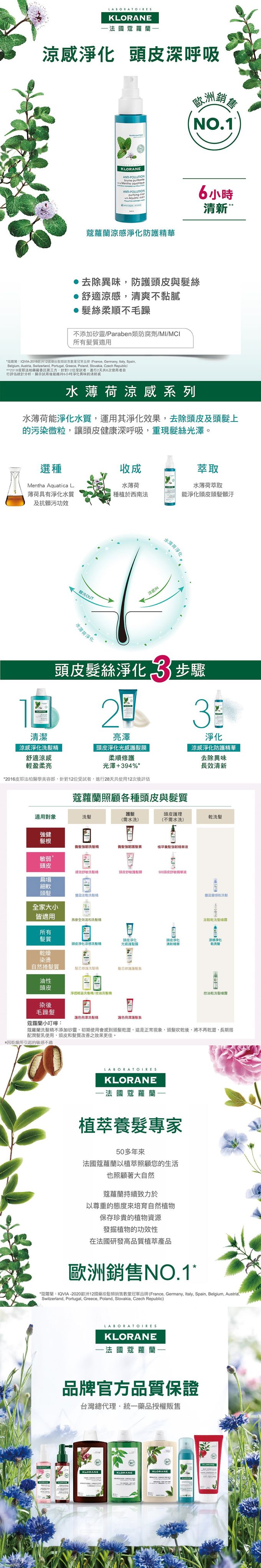 KLORANE蔻蘿蘭 - 涼感淨化防護精華100ml