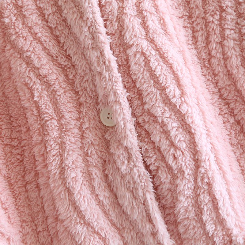 法蘭絨造型暖暖連身睡袍-兔子耳朵-米白色