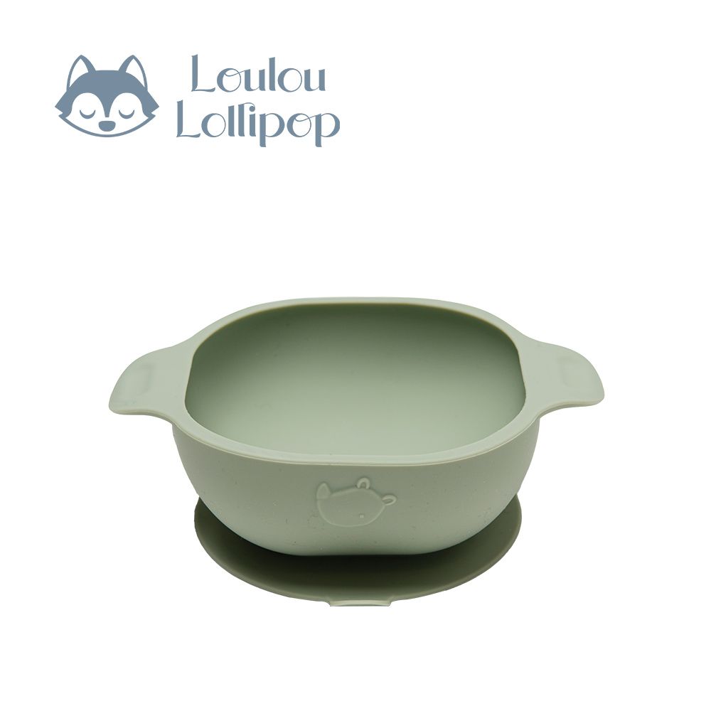 可愛動物矽膠吸盤碗-鼠尾草綠