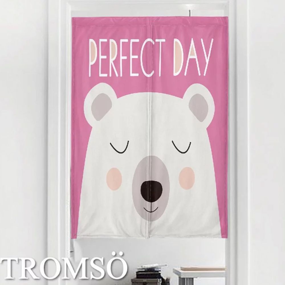TROMSO - 厚白棉麻門簾-粉紅白熊