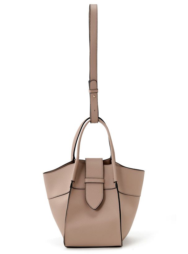 日本 GRL - 2way仿皮大開口托特包/側背包-棕