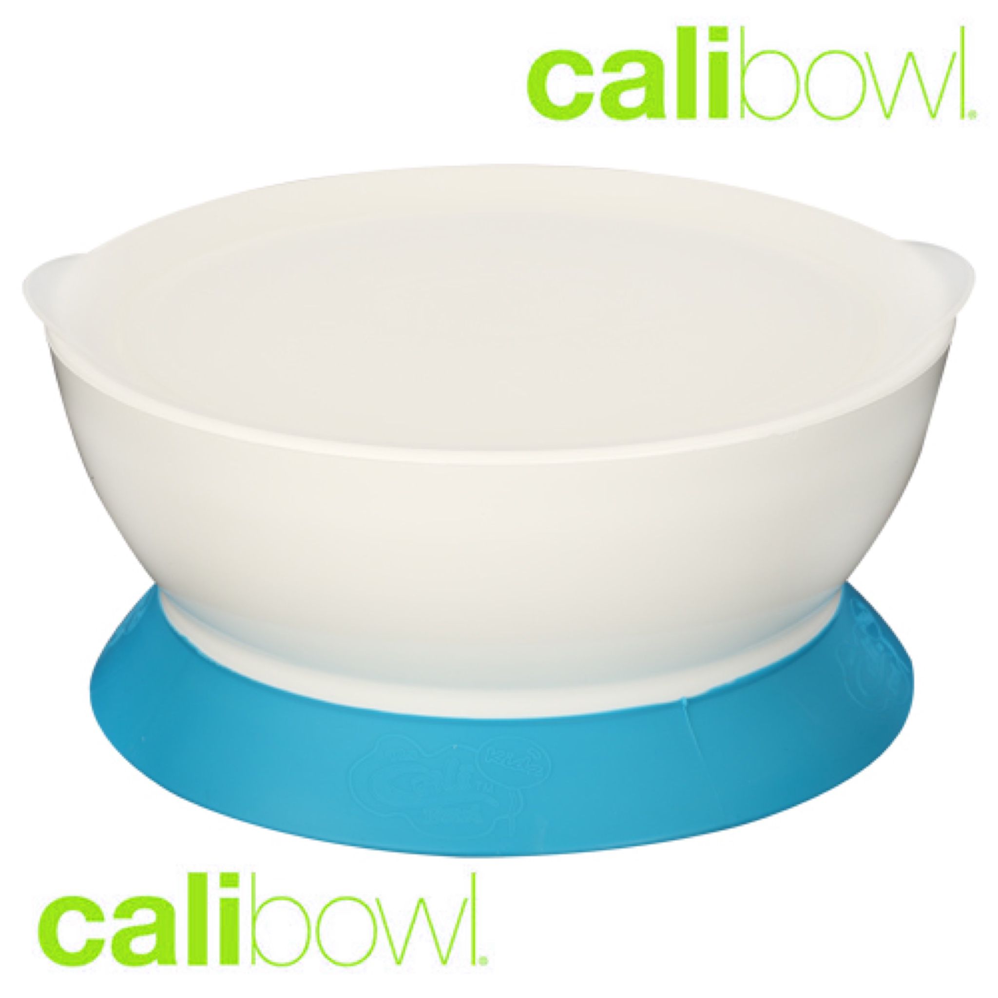 全新未拆封 【美國 Calibowl】專利防漏防滑幼兒吸盤碗 (單入附蓋)-藍色