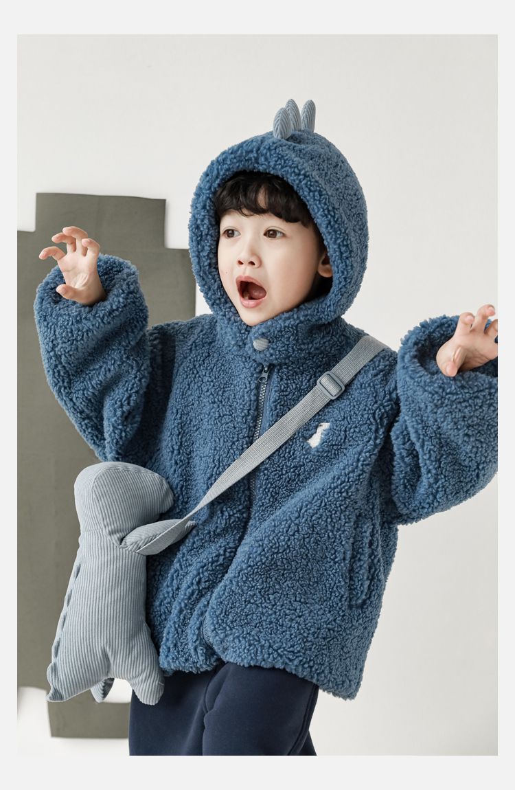 TONGMO - 羊羔絨立體造型外套-恐龍-綠色