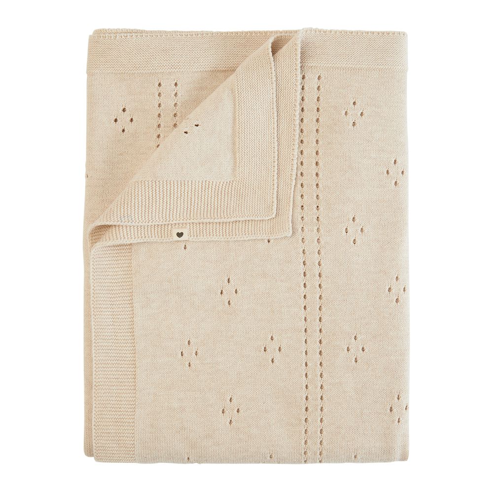 丹麥BIBS - Knitted Blanket Pointelle 針織棉毯-象牙白 (70x100cm)