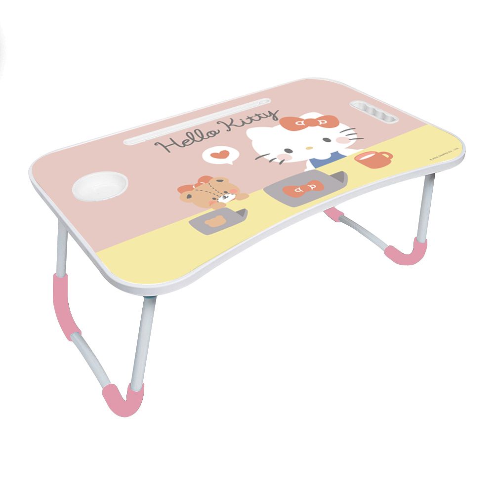 收納王妃 - 三麗鷗Sanrio【辦公KITTY】摺疊床上桌 懶人桌 小桌子 附杯架 摺疊桌