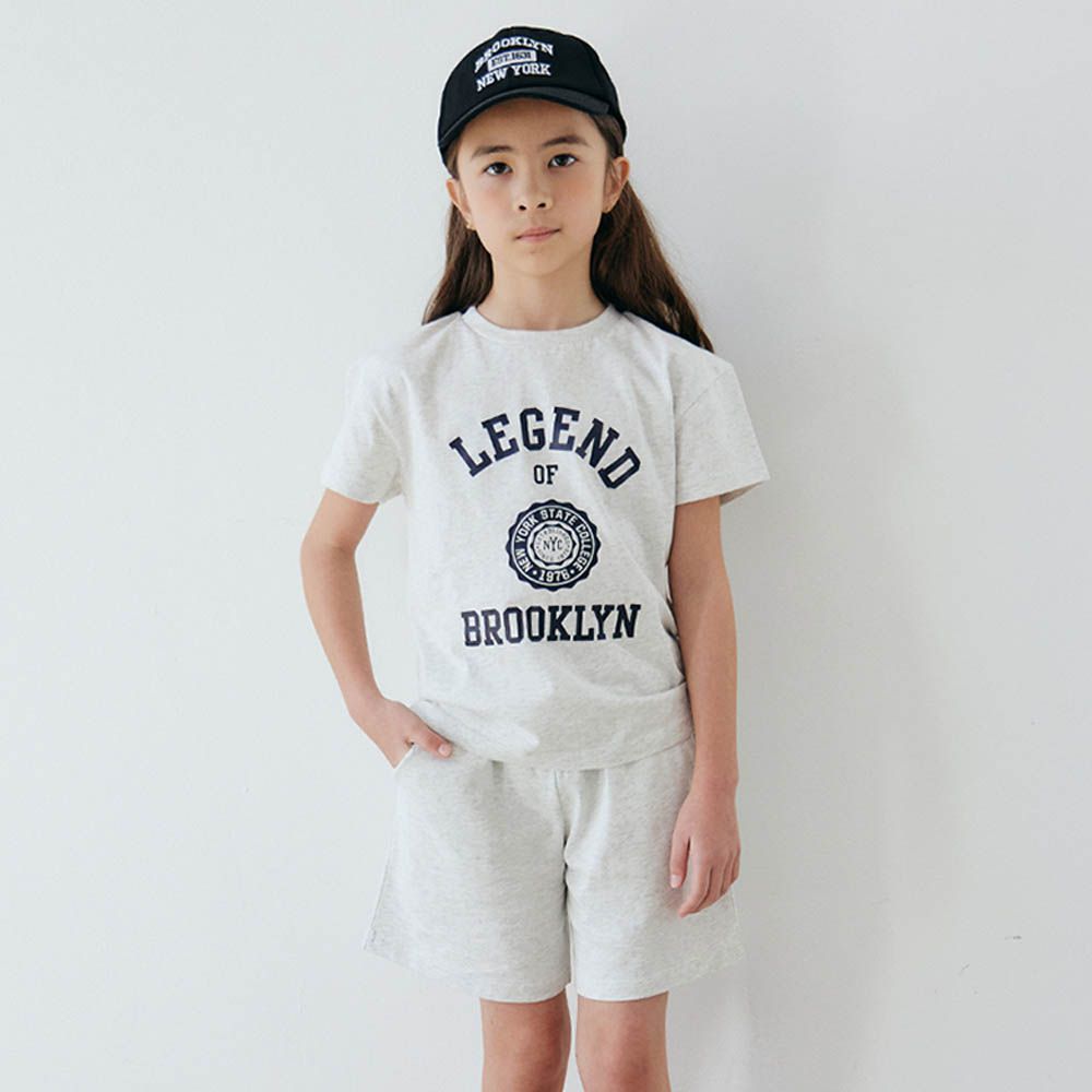 舒適純棉短袖套裝-布魯克林-燕麥灰