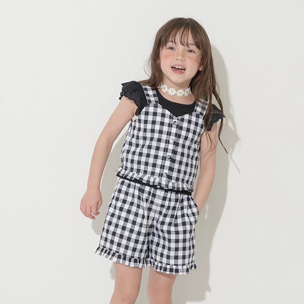 日本 Lycee mine - 甜美又帥氣荷葉短褲套裝-水藍