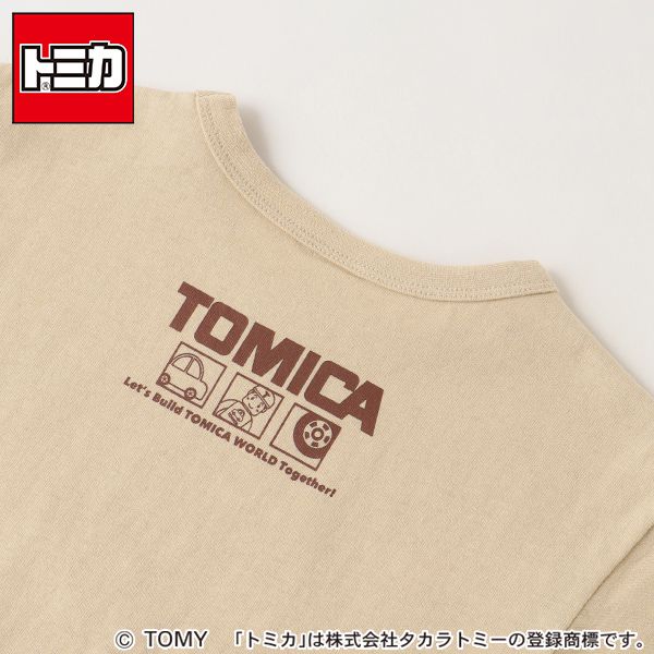 日本 petit main - TOMICA聯名 印花短袖上衣-卸載車-卡其