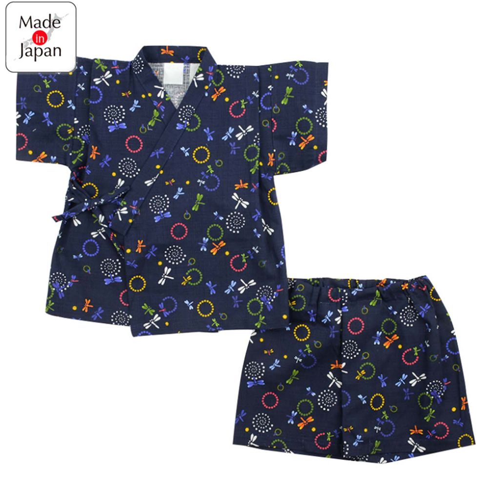 akachan honpo - 短袖兩件式甚平-蜻蜓-深藍色