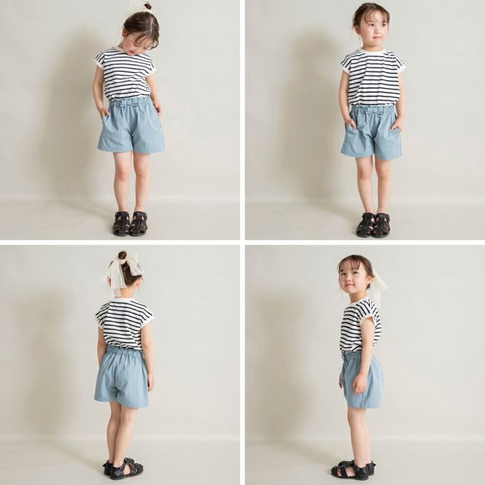 日本 BRANSHES - 率性女孩法式袖上衣-英文logo-炭灰