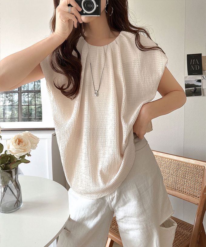 日本 Classical Elf - 前後2way甜美摺邊紋理短袖上衣-萊姆黃