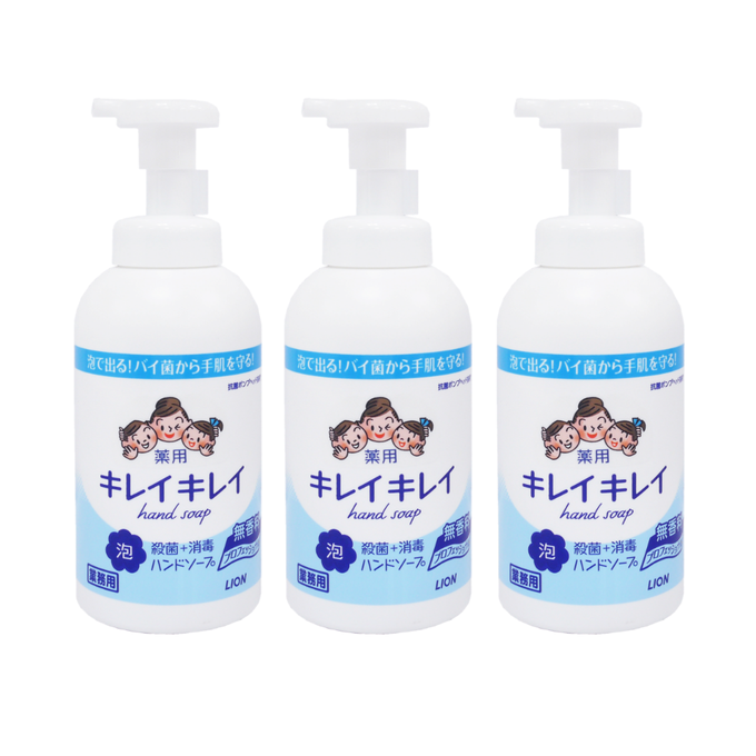 日本 LION 獅王 - 【三組】KireiKirei 藥用泡沫殺菌消毒洗手液 550ml_無香味*3