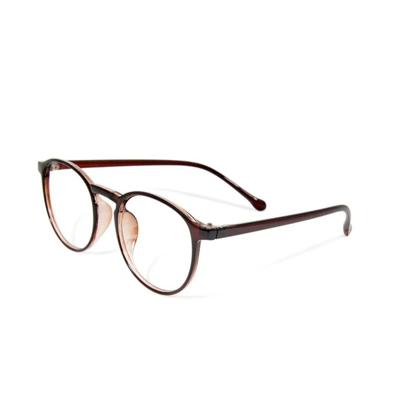 ALEGANT - 簡約造型輕量亮棕圓框UV400濾藍光眼鏡