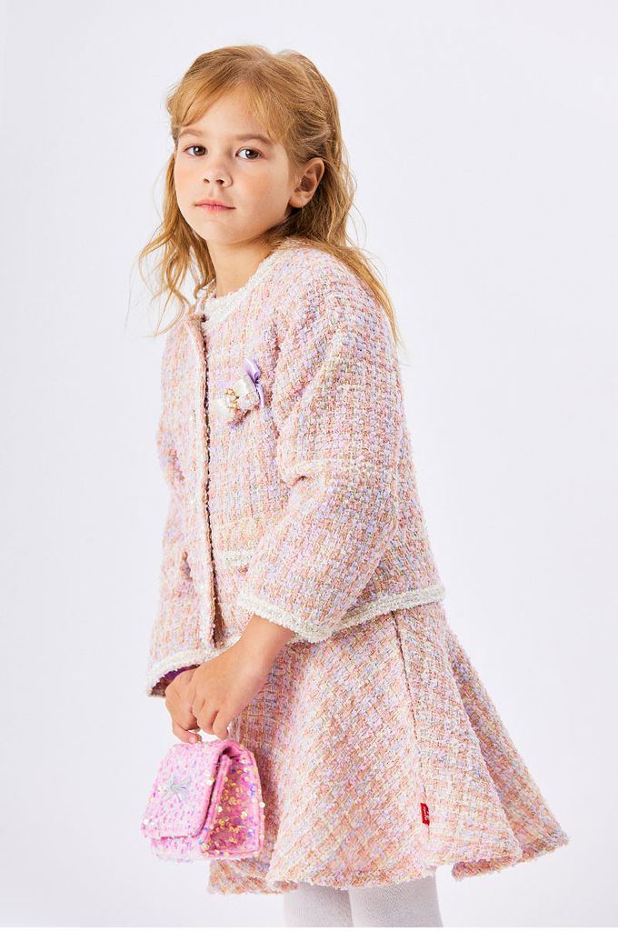 韓國 OZKIZ - 小香編織風格連身背心洋裝-粉紫