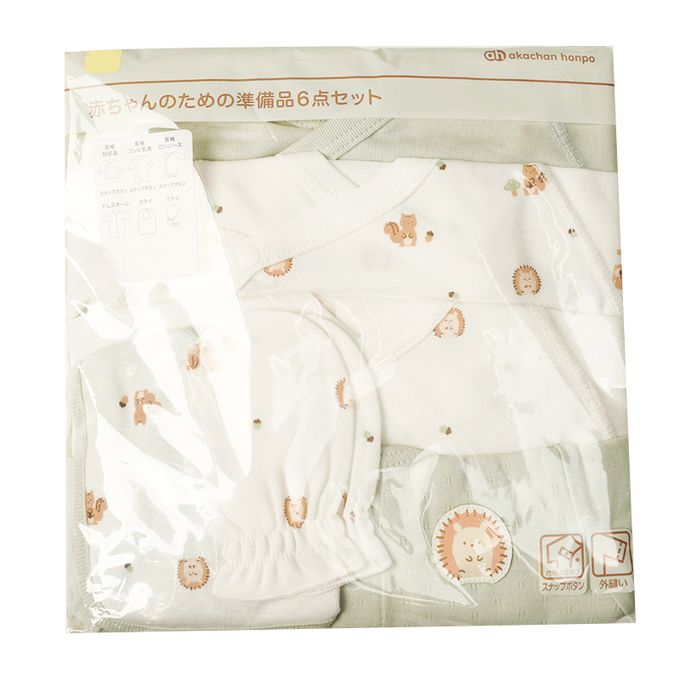 akachan honpo - 新生兒用品6件組-綠色