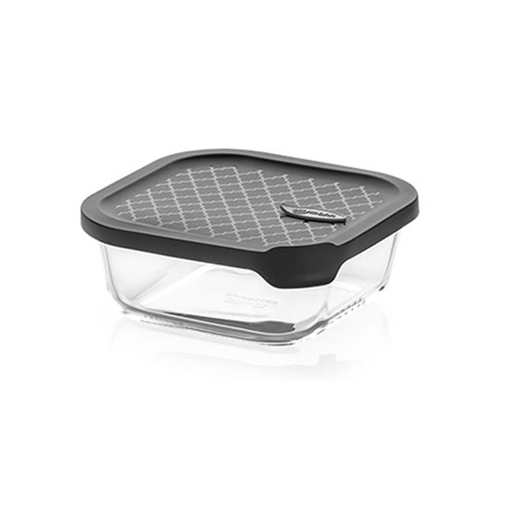 韓國 sillymann - 100%鉑金矽膠微波烤箱輕量玻璃保鮮盒(正方型750ml)-灰