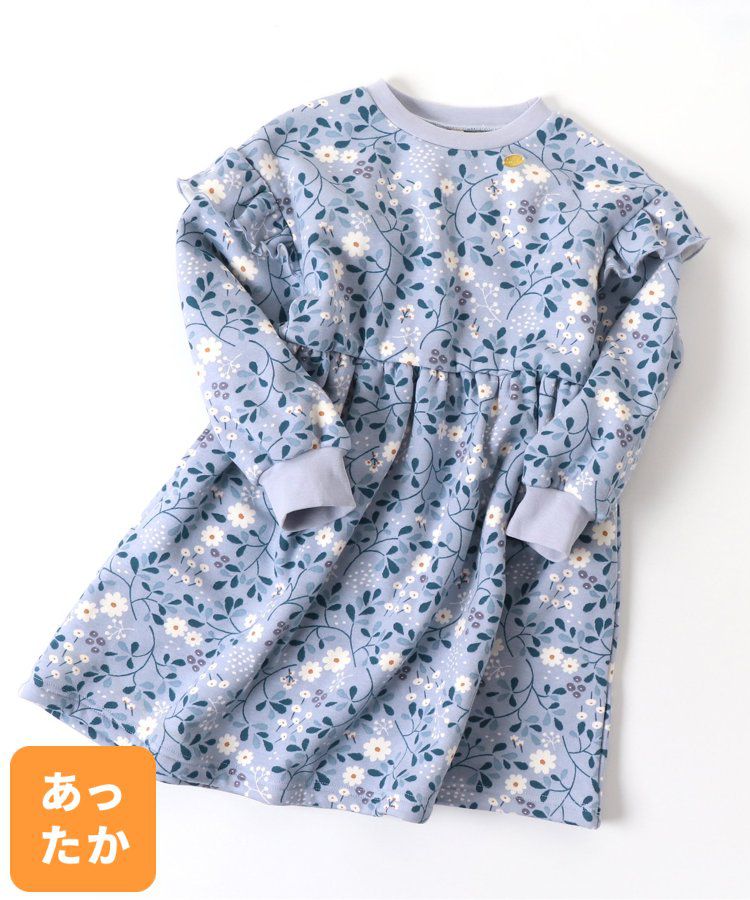 日本 apres les cours - [推薦]內刷毛溫暖荷葉長袖洋裝-丹寧-海軍藍