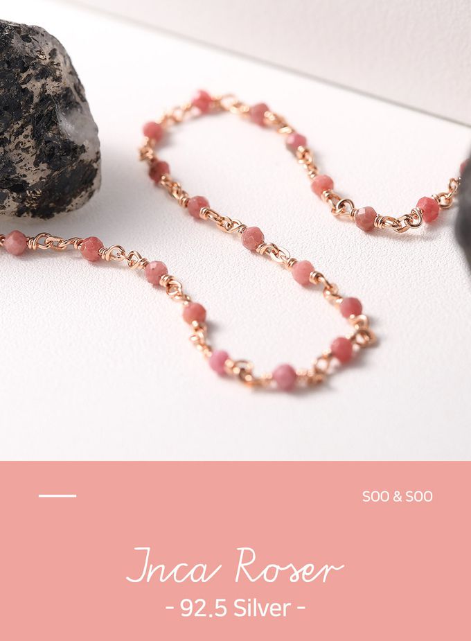 韓國 Soo&Soo - (925純銀)印加玫瑰石愛情項鍊 (長度40cm)