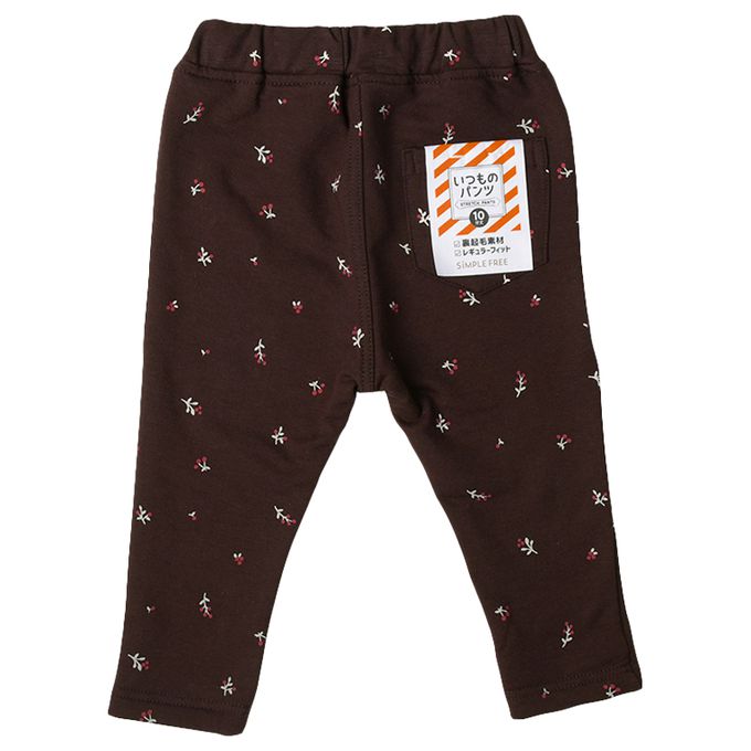 akachan honpo - 10分長經典褲 裏起毛-一般合身款-咖啡色