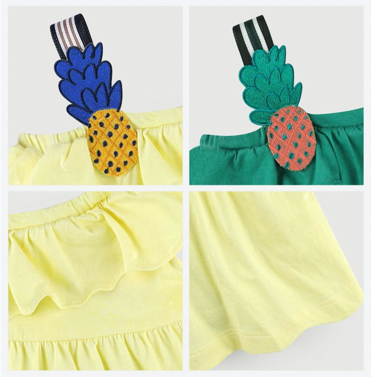 韓國 milk mile - 鳳梨裝飾斜肩度假洋裝-綠