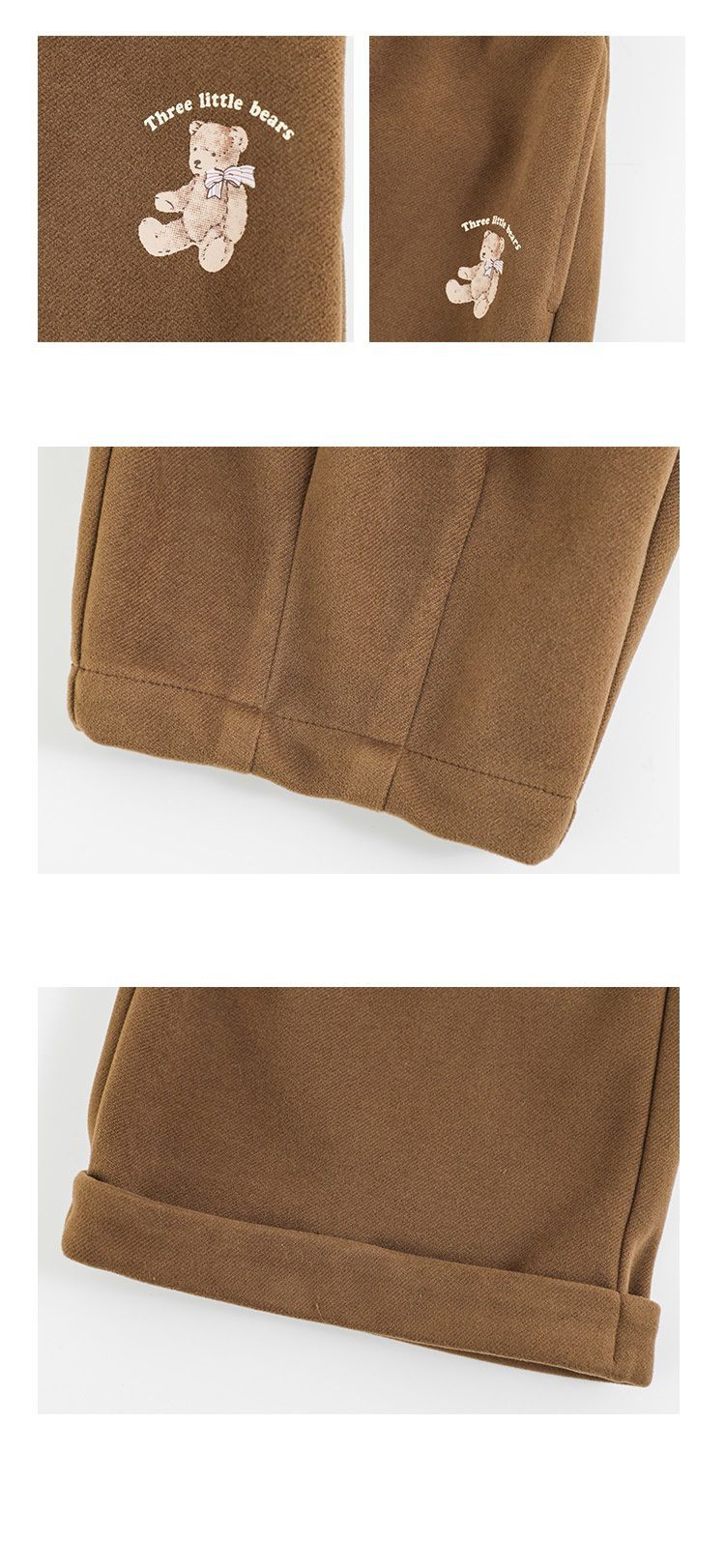 腰鬆緊五分百搭寬褲-熊熊-綠色