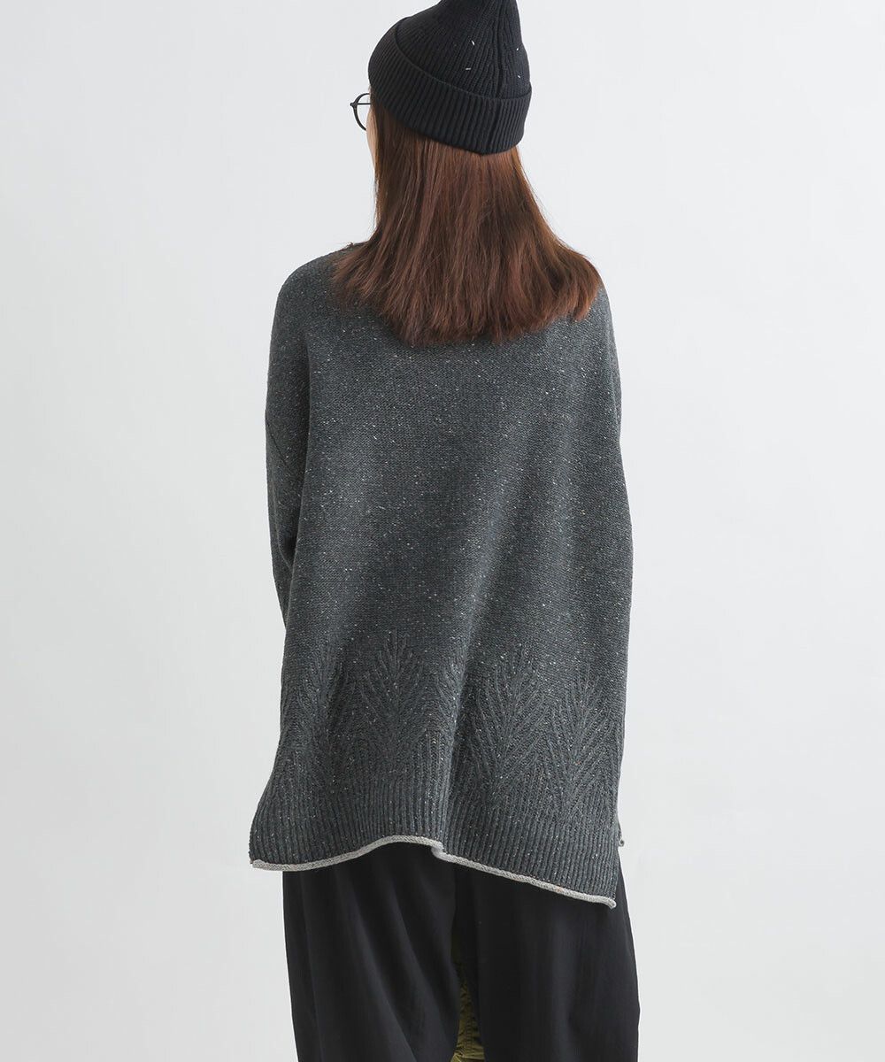 日本女裝代購 - 葉子紋編織滾邊針織毛衣-咖啡