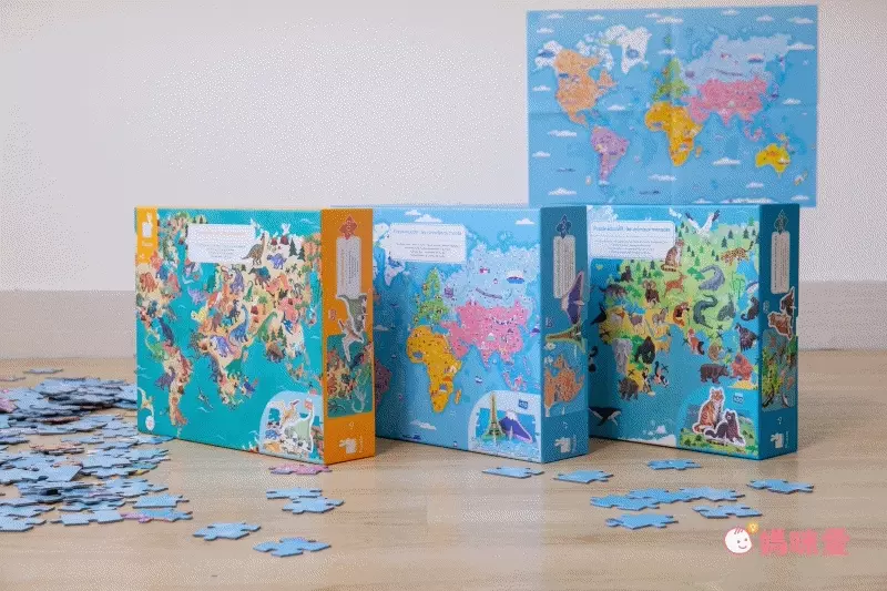 探索世界第一步【法國Janod】世界恐龍拼圖＆學習桌遊