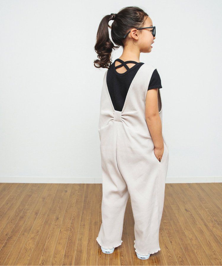 日本 BREEZE - 背交叉下擺捲邊羅紋短袖上衣-紅綠條紋