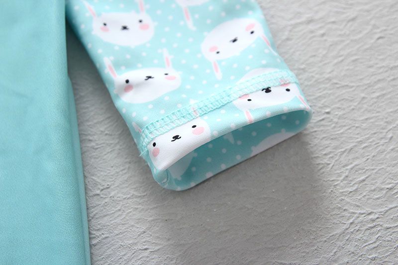 女寶長袖連身泳裝(附帽子)-兔子-淺藍色