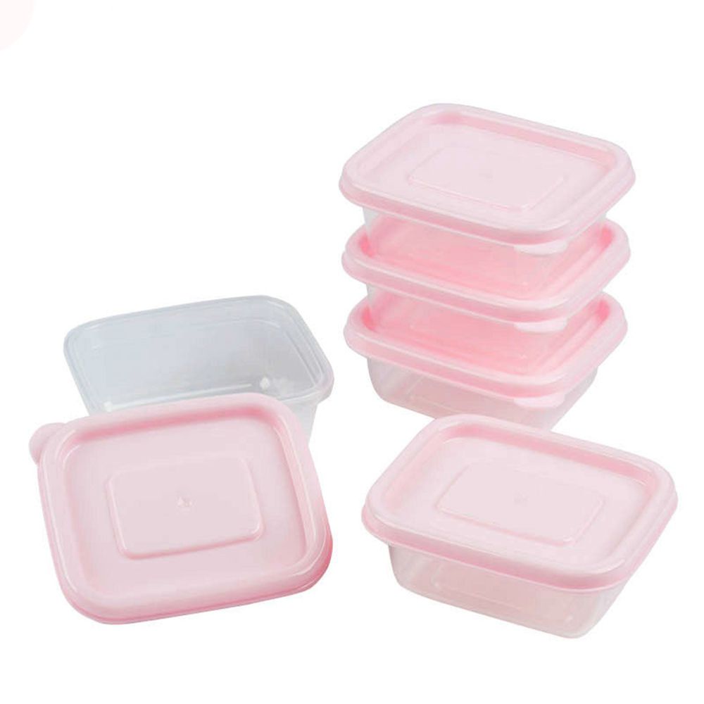 akachan honpo - 離乳食品保存容器-方形S號-粉紅色-5個入/60ml