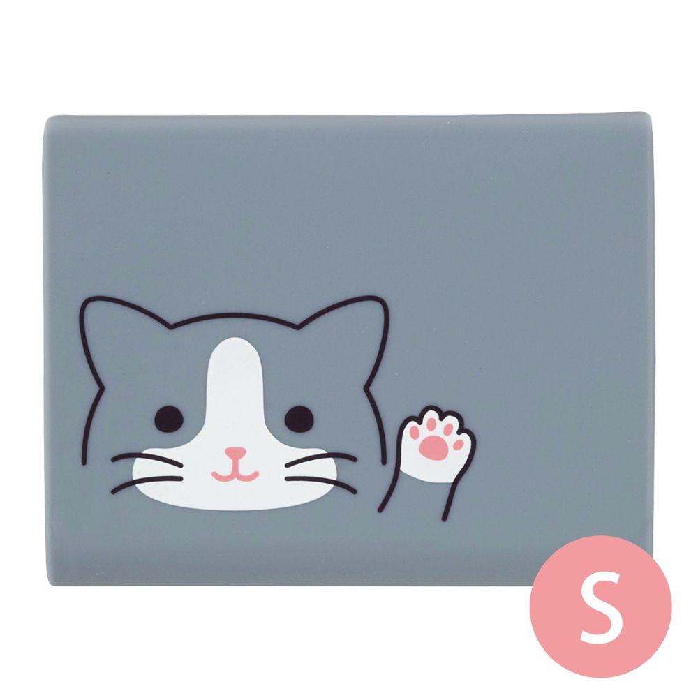 日本文具 LIHIT - 便條紙收納盒(附便條紙)-灰貓 (S(長條*2))