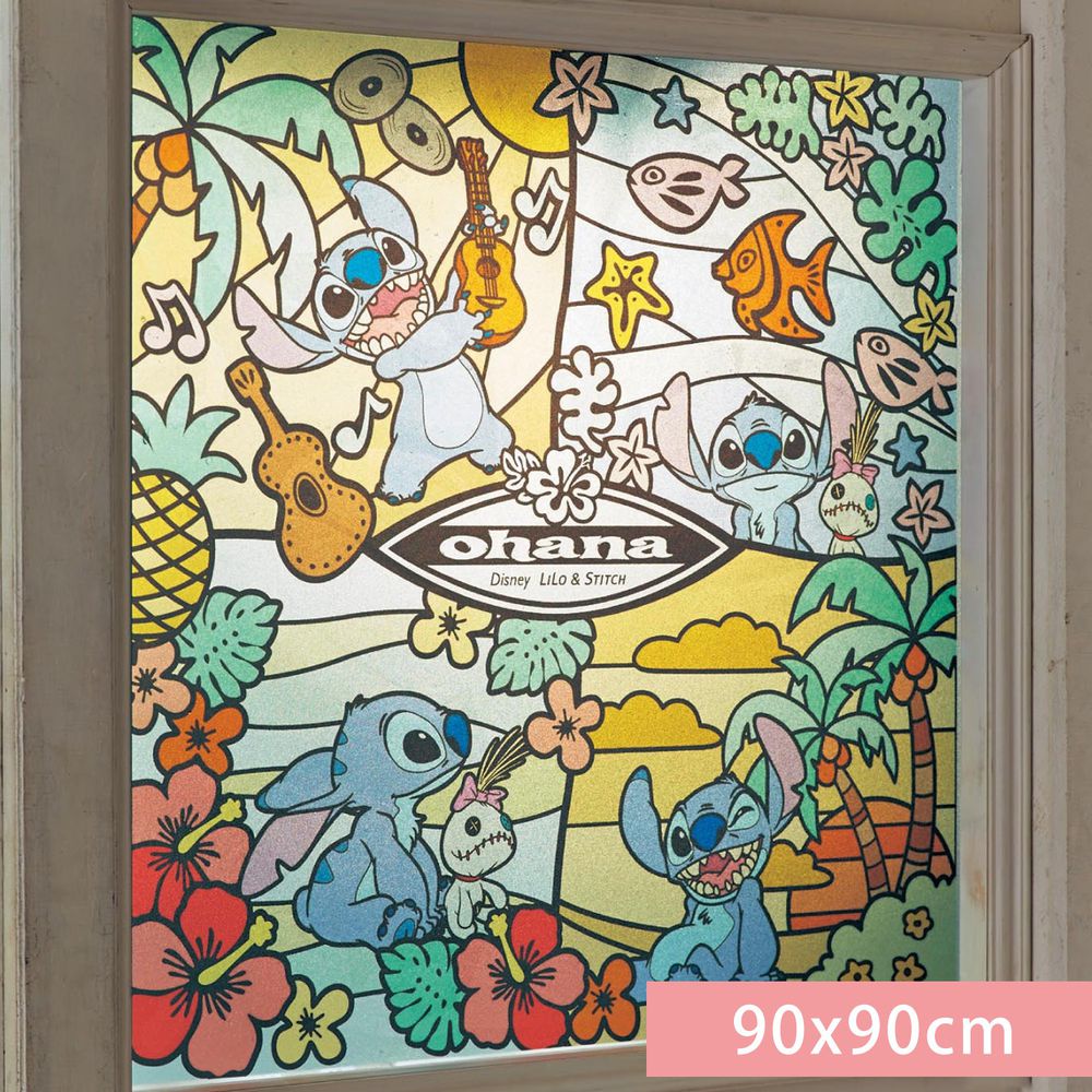 日本千趣會 - 迪士尼 日本製 90%抗UV光影窗貼(靜電式)-史迪奇 (90x90cm)