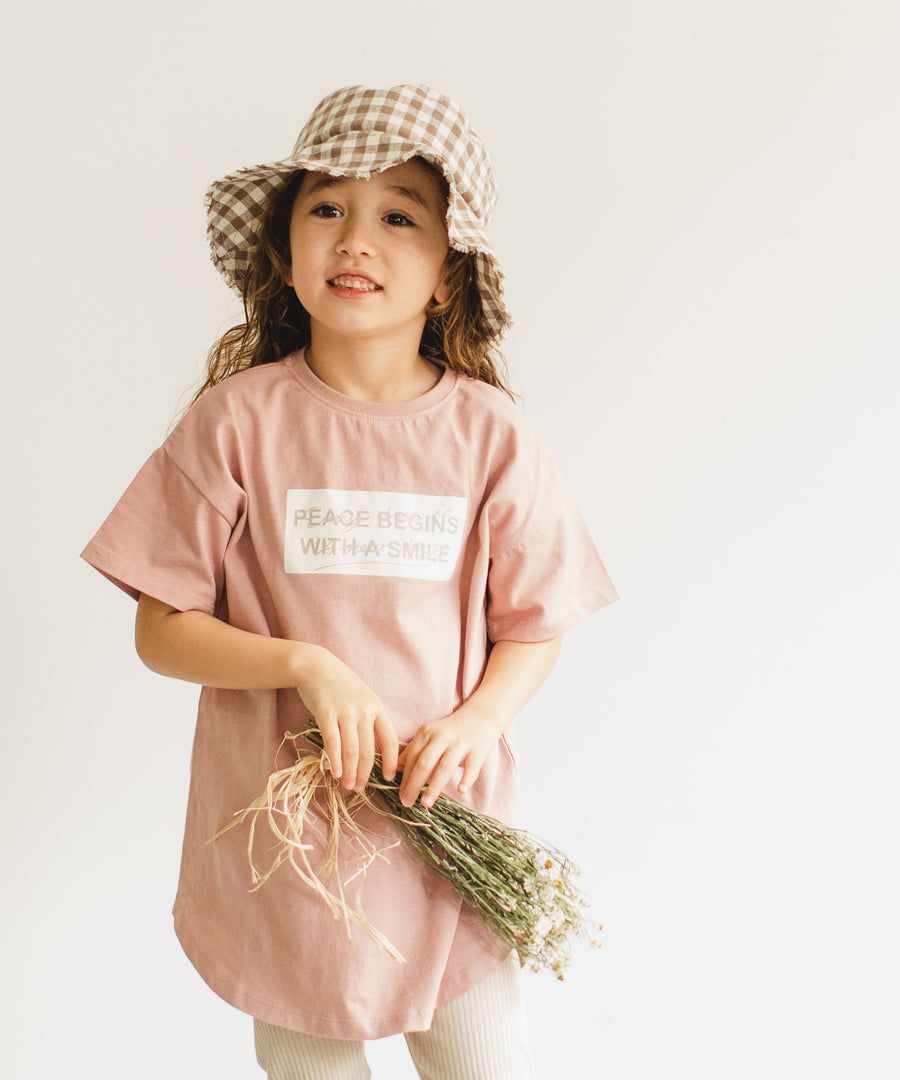 日本 PAIRMANON - 100%柔棉 印花前短後長短袖洋裝-NIPPY-摩卡