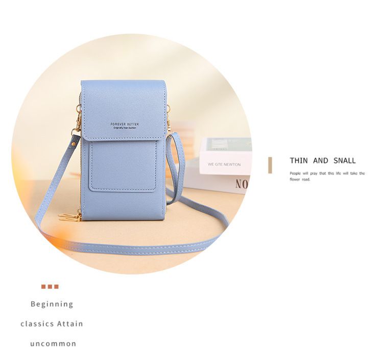 小口袋可觸屏大容量斜背手機包/斜背小包-豎款-灰色 (19x11x5cm)