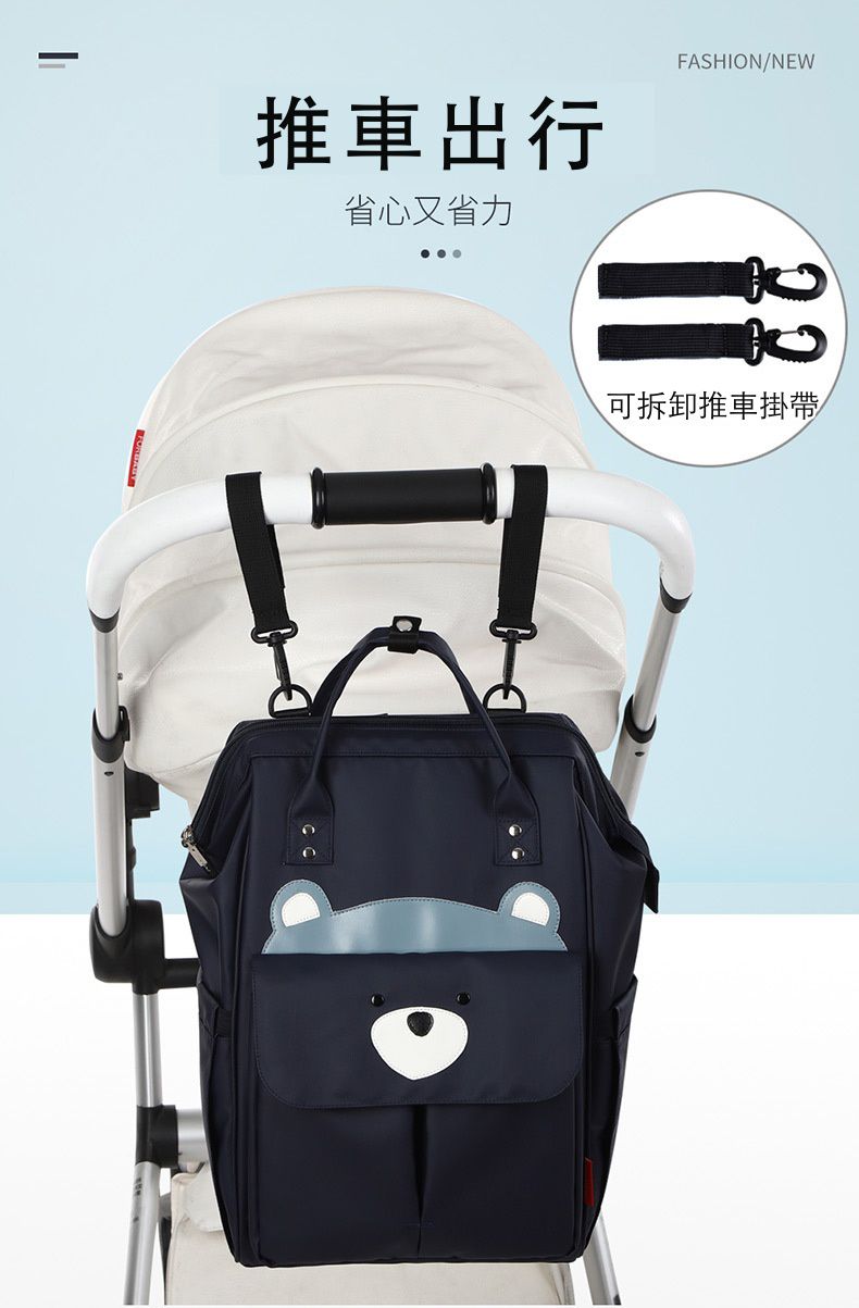 insular - 防水防污多功能大容量後背包/媽媽包/待產包-猴子-咖啡色 (26x15x45cm)