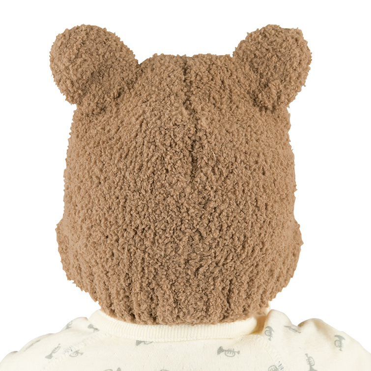 akachan honpo - 毛茸茸針織帽-小熊-咖啡色