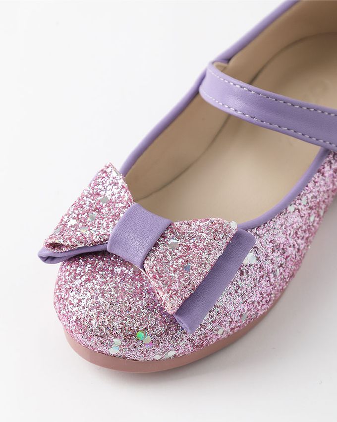 韓國 OZKIZ - 雙色大蝴蝶結皮鞋-紫