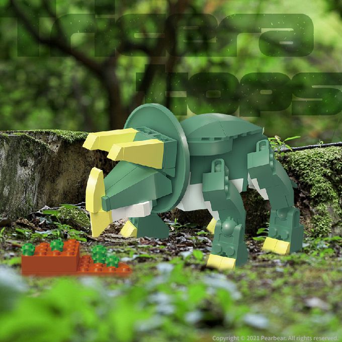 日本 Silverback - 可動擬真積木-三角龍