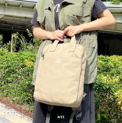 日本BEEM - JOUET 防潑水手提2way後背包-卡其色