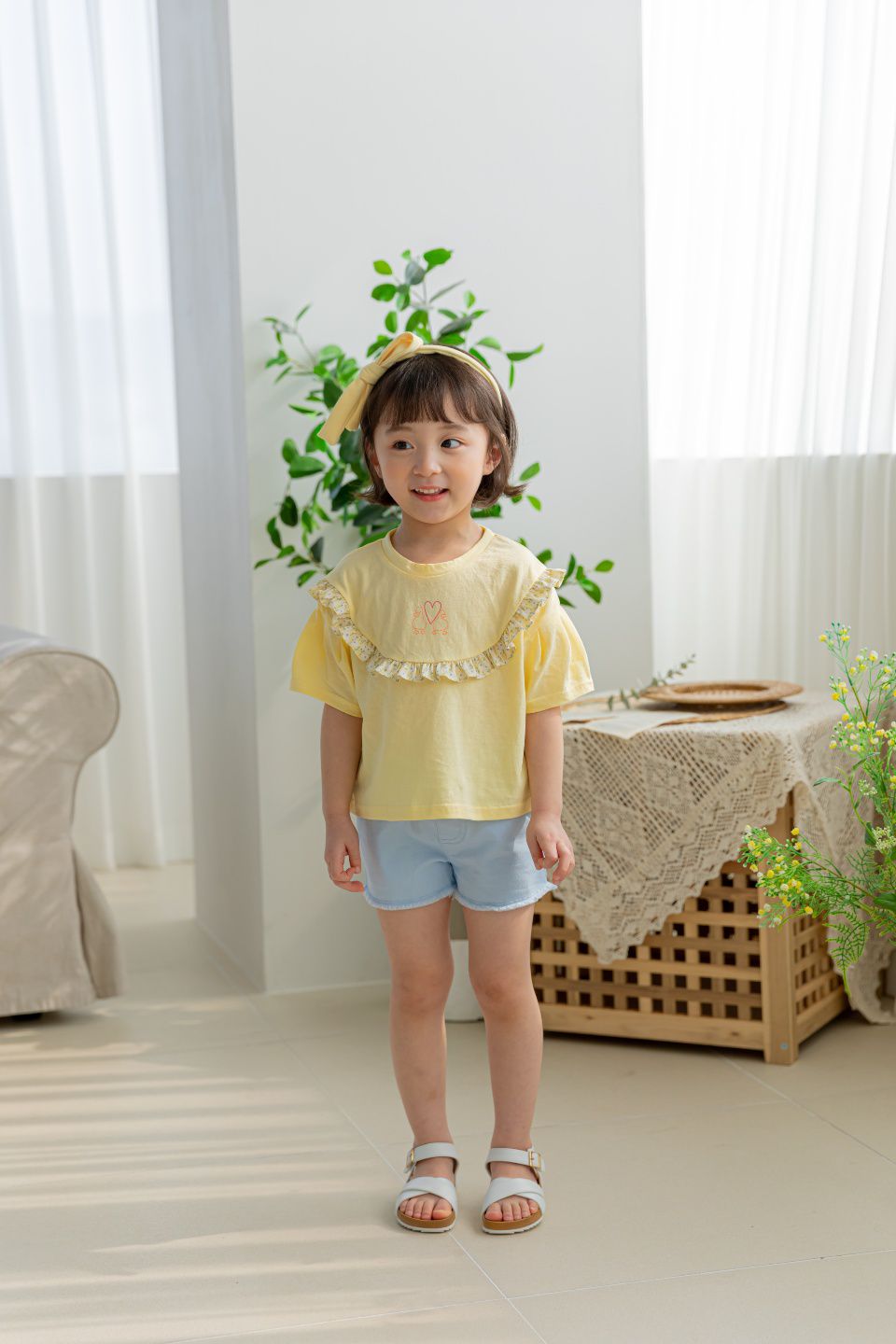 韓國 Orange Mom - 馬卡龍抓鬚短褲-天藍