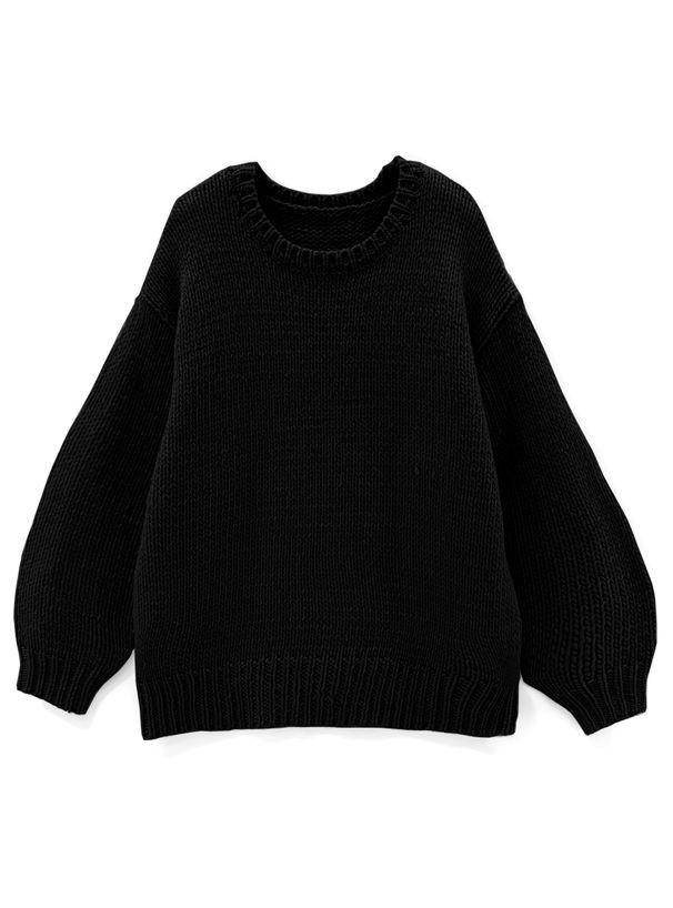 日本 GRL - 慵懶感落肩長版針織上衣-秋日橘 (F)