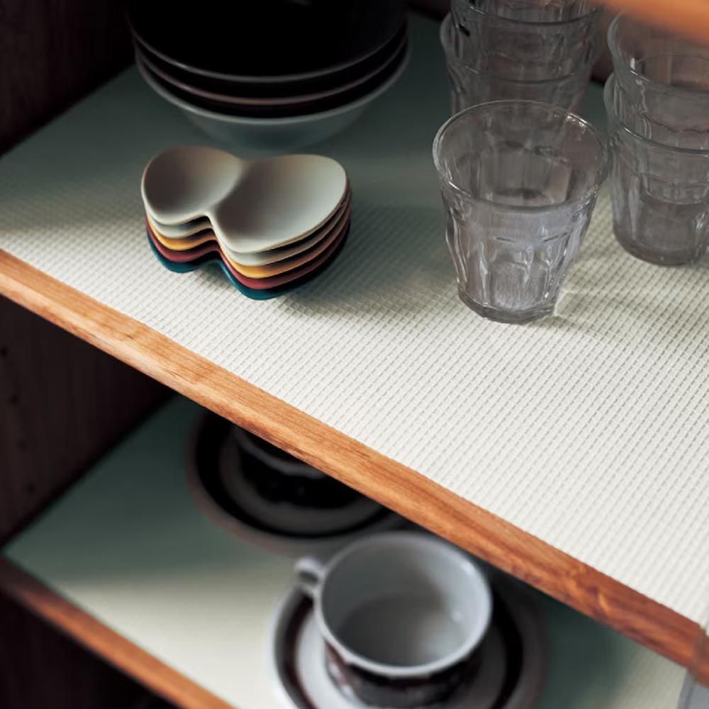 日本千趣會 - [消臭+抗菌加工] 餐廚櫃專用止滑防潮抽屜墊-米白