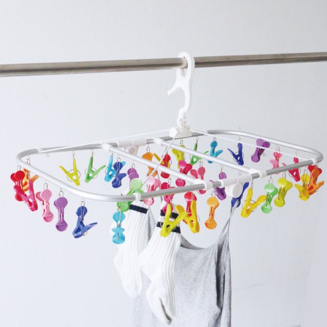 日本代購 - 熱銷定番 SUNNY系列彩虹可折疊衣架-40小夾組 (72×37.5×33cm)