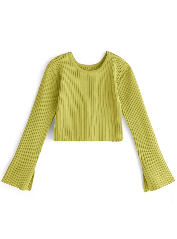 日本 GRL - 甜美交叉短版羅紋針織上衣-粉 (F)