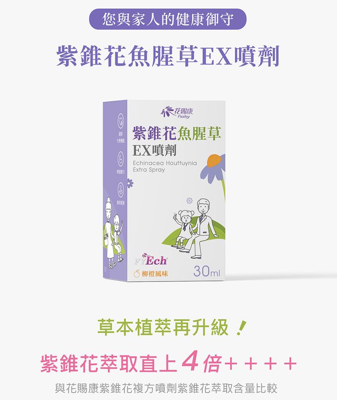 花賜康 - 紫錐花魚腥草EX噴劑 (單入)-30ml/瓶