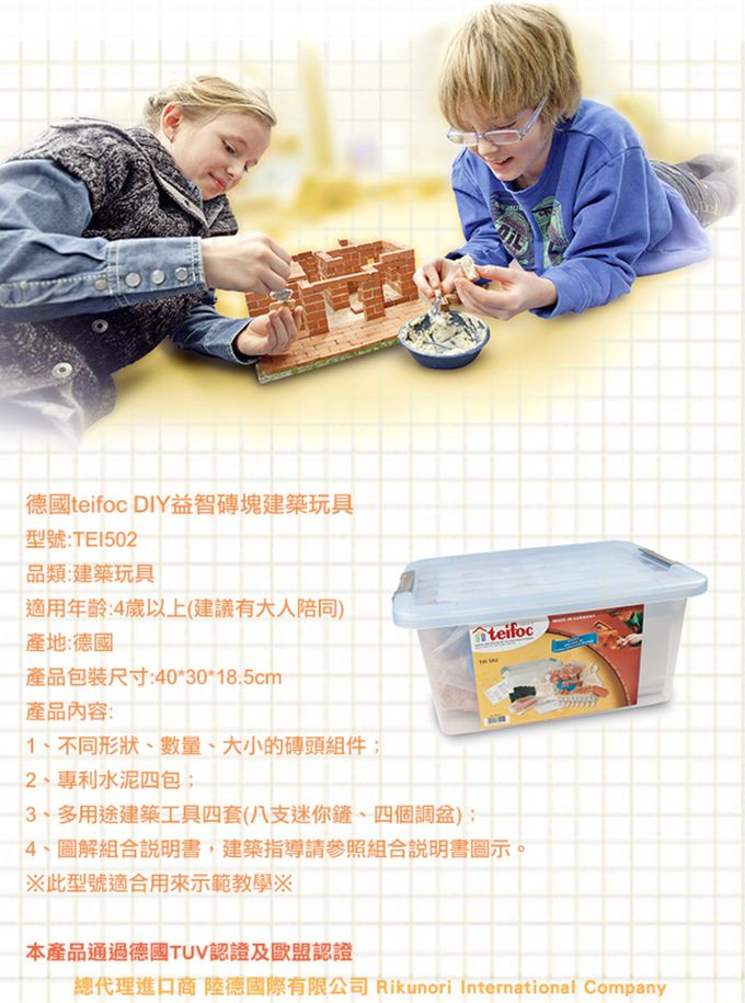 德國 teifoc - 益智磚塊建築玩具-家庭組合-TEI502