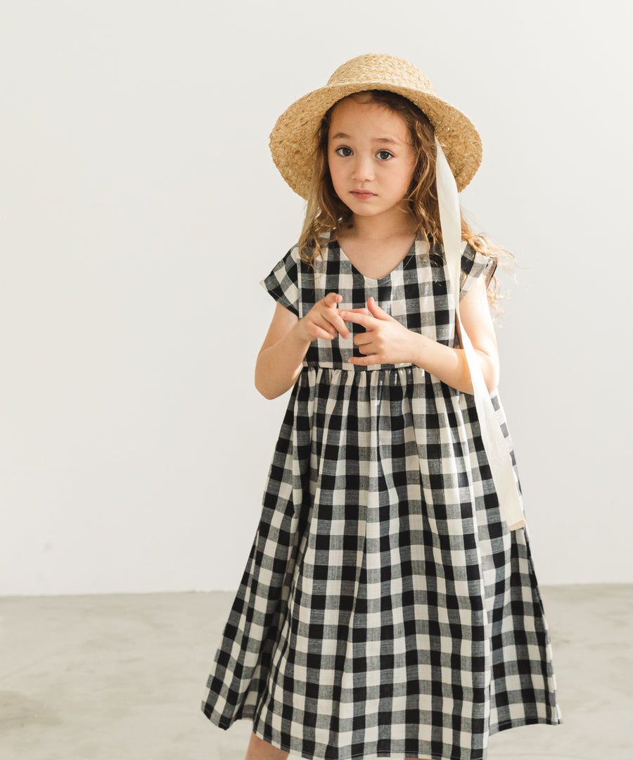 日本 PAIRMANON - 前後兩穿寬鬆短袖洋裝(孩子)-素色-墨綠