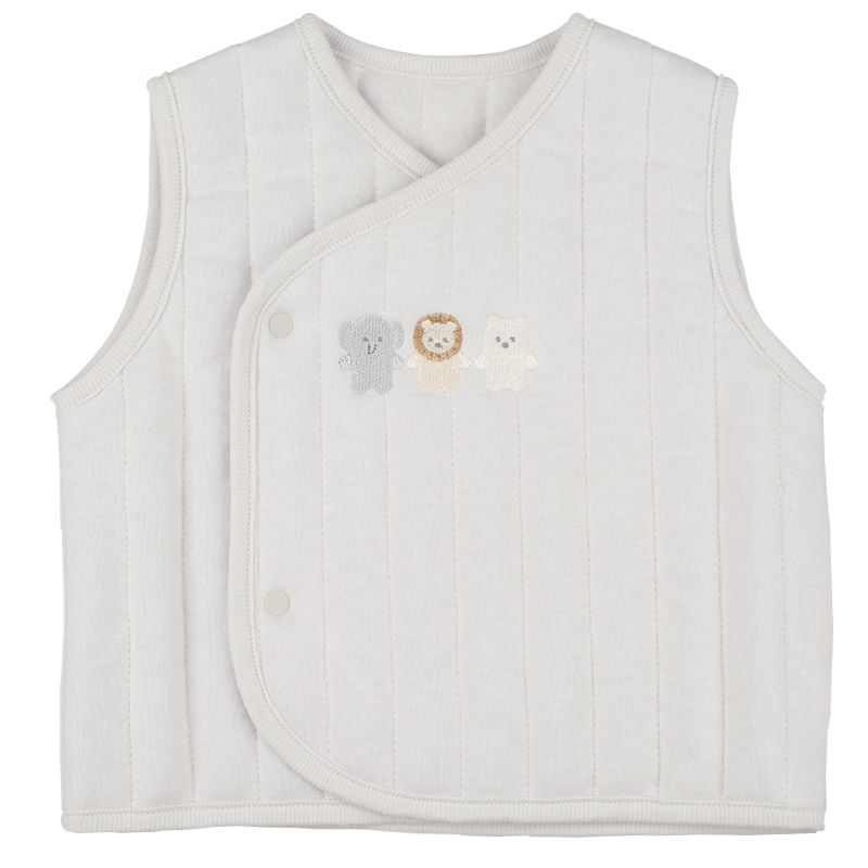 akachan honpo - 保暖絎縫背心 按扣款-灰色 (50~70cm)