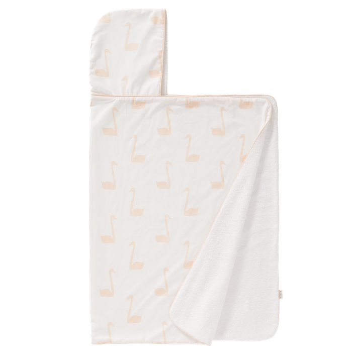 荷蘭 FRESK - 有機棉嬰兒浴巾/保暖毯-蜜桃天鵝