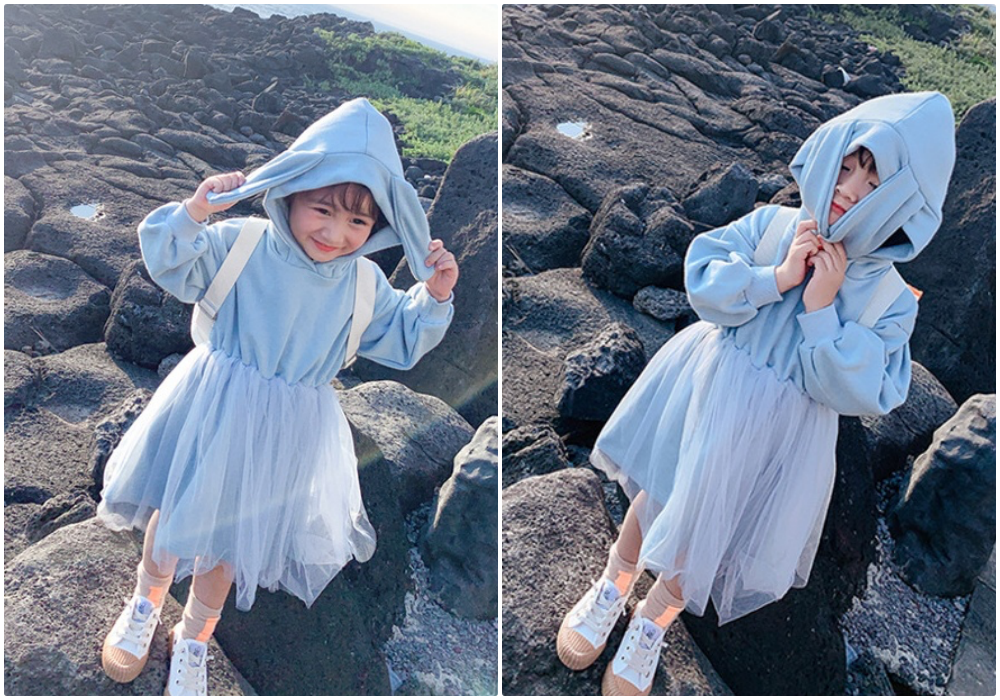 百穿不膩出門首選！超萌兔耳帽T網紗洋裝
